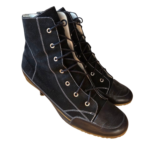 Zigi New York Kitten Low Heel Leather Lace-up Ankle Boho Casual Booties Size 10 - Picture 6 of 12